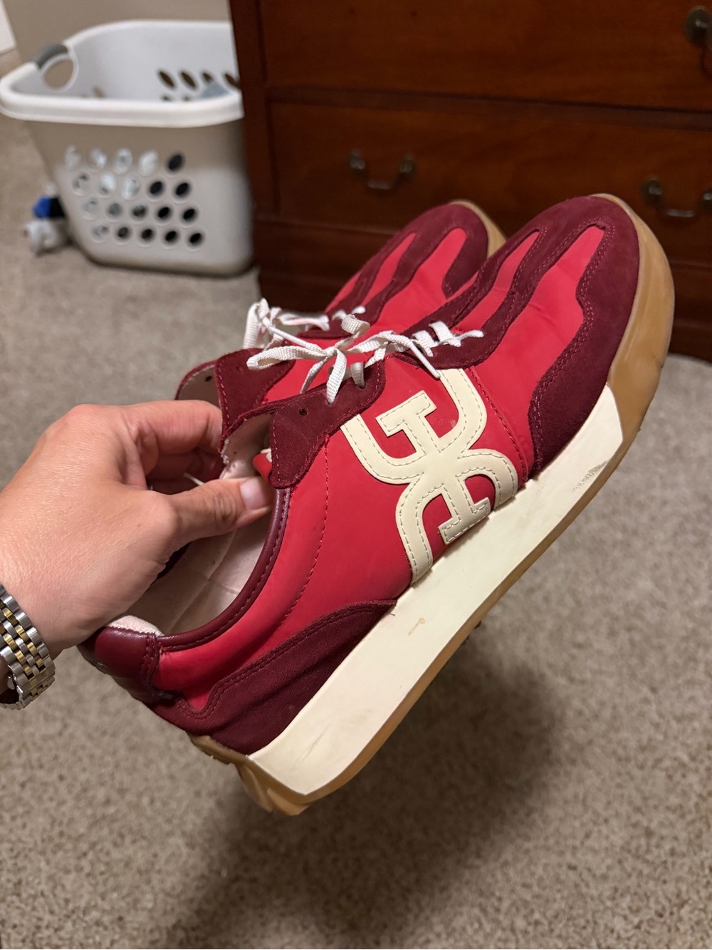 Sam edelman red langley lace up sneakers size 11 great condition smoke pet free